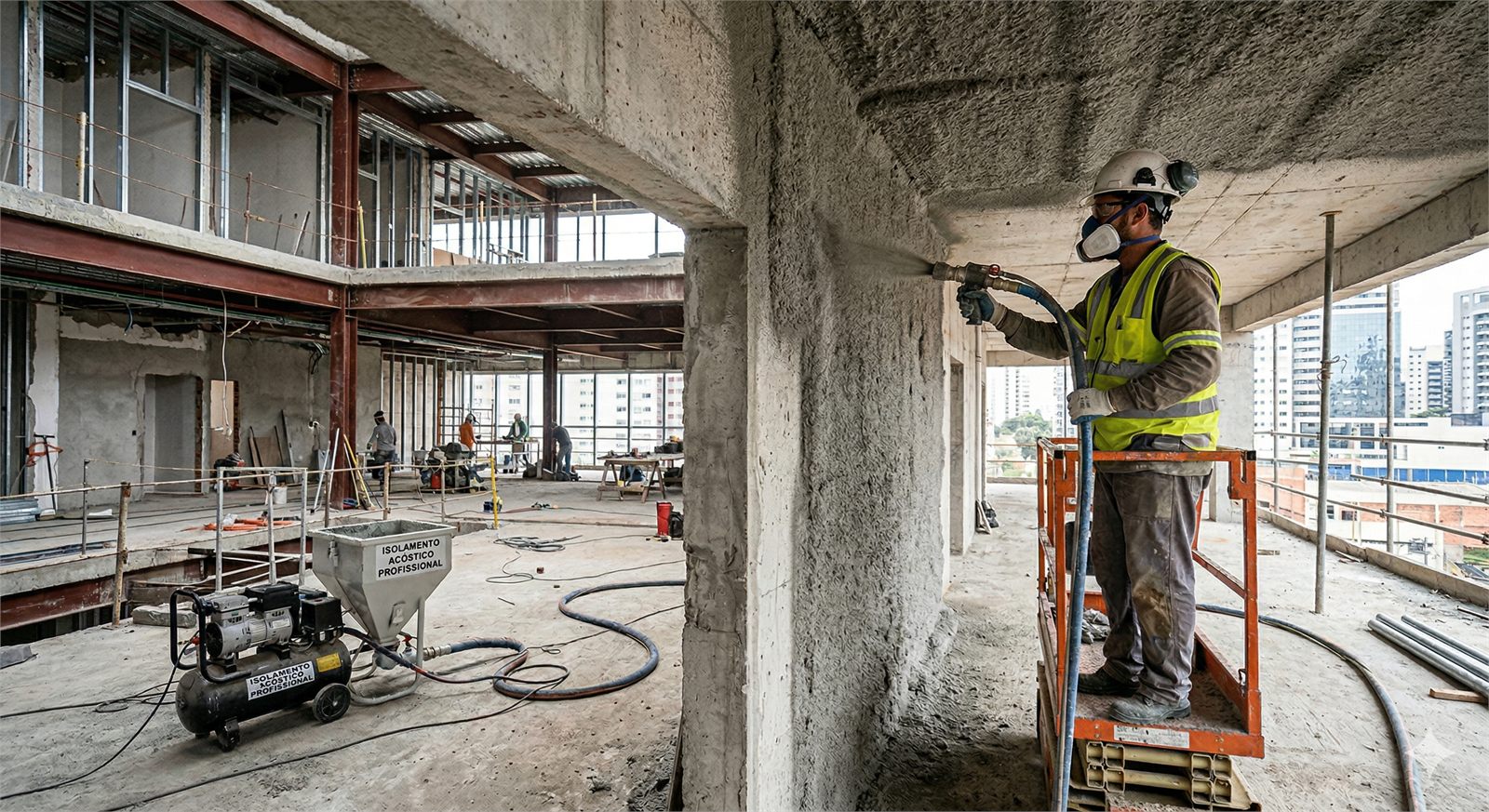 Projeto de jateamento acústico em ambiente industrial