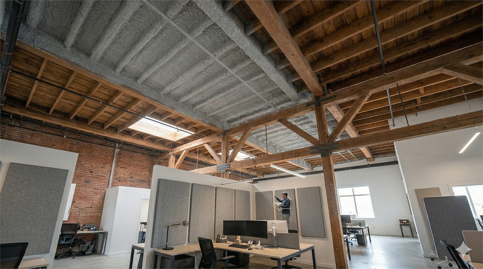 Aplicação de jateamento acústico em área comercial